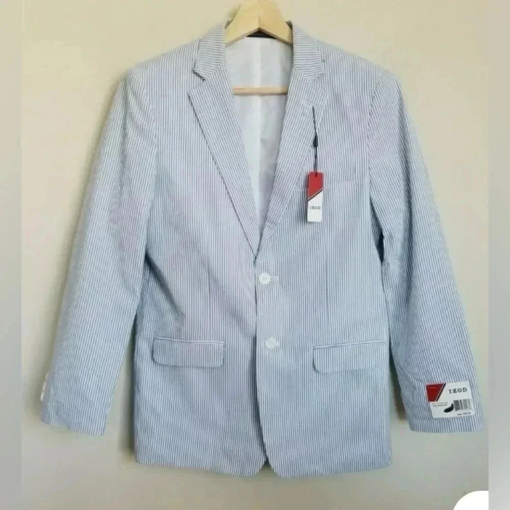 Boys Izod Blue And White Pinstripe Blazer Size 20 Regular NEW WITH TAGS!!!‎